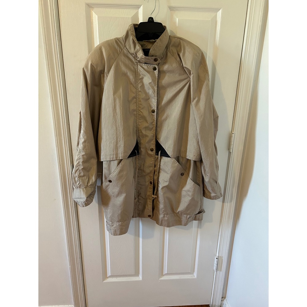 British Mist Vintage Champagne Beige Rain Jacket Removable Fleece Lining Large